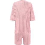 Pyjama femme court set manches 3 / 4 tricot yoga set col rond 2 pices casual femmes pyjamas confortables ...