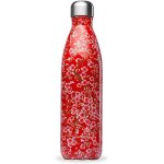 Qwetch - bouteille isotherme flowers rouge 750ml - gourde nomade inox - 24h froid et 12h chaud - etanche, ...