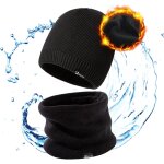 Qxer - bonnet d'hiver en laine mrinos impermable pour homme et femme - bonnet d'hiver chaud en polaire ...