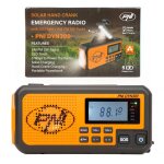 Radio portable pni dyn300 avec dynamo, solaire, lampe torche, 4000 mah, sos, ipx3, orange, kit de survie ...