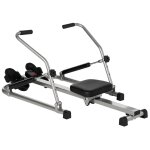 Rameur d'appartement pliable - 3 niveaux de r�sistance ecran lcd multifonction - acier abs noir gris