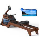 Rameur a eau d'appartement - merach, chaise ergonomique confortable, bois massif, connect app zwift, ...