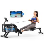 Rameur a eau d'appartement merach, avec moniteur bluetooth, support de tablette r�glable, pliable, noir, ...