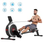 Rameur pliable a usage domestique avec r�sistance magn�tique, equip� d'un ecran lcd et de 16 niveaux ...