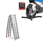 Rampe de chargement en alu max. 340 kg pliable + set b�quille cale de roue moto avant av. sangles de ...