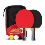 Raquette de ping pong, set de tennis de table, 2 raquette ping pong de peuplier + 3 balle + 1 sac