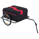 Remorque de transport velo cargo pliable charge max. 60kg avec 4 reflecteurs et housse amovible rouge ...