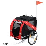 Remorque v�lo pour chien animaux pliable 8 r�flecteurs drapeau barre attelage inclus acier polyester ...