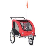 Remorque vlo jogger 2 en 1 pour animaux drapeau roue avant pivotante rflecteurs et barre d'attelage ...