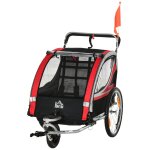 Remorque vlo jogger 2 en 1 pour enfant drapeau roue avant pivotante rflecteurs et barre d'attelage ...