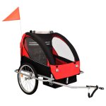 Remorque a v�lo et poussette pour enfants 2 - en - 1 rouge et noir