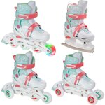 Roller en ligne inez du 26 au 29 + patin a glace enfant mixte taille ajustable blanc / turquoise croxer ...