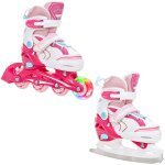 Roller en ligne lia roue led du 27 au 30 + patin a glace enfant mixte taille ajustable blanc / rose raven ...