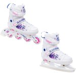 Roller en ligne meia du 28 au 32 + patin a glace enfant mixte taille ajustable blanc / bleu / rose raven ... Roller en ligne meia du 28 au 32 + patin a glace enfant mixte taille ajustable blanc / bleu / rose raven ...