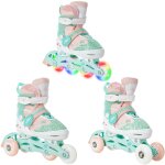 Roller en ligne mireia du 34 au 37 + patin a roulette + triskate enfant mixte taille ajustable vert raven ...