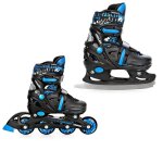 Roller en ligne nollan du 26 au 29 + patin a glace enfant mixte taille ajustable noir / bleu croxer