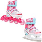 Roller en ligne zoya roue led du 30 au 33 + patin a glace enfant mixte taille ajustable blanc / rose ...