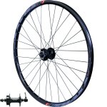 Roue 27, 5  vtt, avant, jante alu traxx tubeless ready noire, frein disque 6t, moyeu shimano deore m475 ...