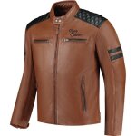 Rusty stitches jari v2 blouson en cuir de moto, noir - brun, taille s pour hommes