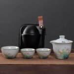 Ruyao kuaike tasse en cramique un pot trois tasses, mont sur voiture, extrieur dessin a la main, ...