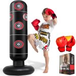 Sac de boxe enfant avec gants de boxe 160cm gonflable sac de frappe pour enfants 3 - 12 ans jouet d'exercice ...