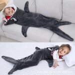 Sac de couchage en forme de requin, couverture, combinaison animal de dessin anim, flanelle, vtements ...