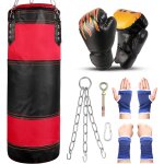 Sac de frappe professionnel avec gants de boxe 6oz, protge - poignet, chanes et suspension support ...