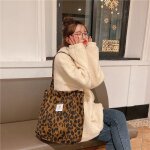 Sac a main a bandoulire en velours ctel pour femmes, sac de shopping rutilisable, grande capacit, ...