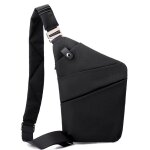 Sac de poitrine noir a bandouli�re gauche