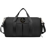 Sac de sport et de voyage noir avec compartiment a chaussures et compartiment humide, sac de nuit etanche, ...