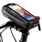 Sac de vlo a coque rigide, texture fiber de carbone, pour tube suprieur, vtt, accessoires de vlo, ...