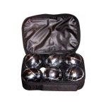 Sacoche de 6 boules de petanques chromees - jeu d'adresse - plein air