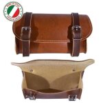 Sacoche de selle - simili cuir - marron - boucle d'attache - vintage - 130 x 30 mm