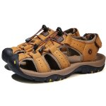 Sandales d'et en cuir pour hommes et femmes, 1 paire, chaussures de plage a bout ferm ajour, respirantes, ...
