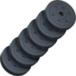 Scsports set disques de poids ? 15 kg, plaques 6 x 2, 5 kg en plastique, remplies de ciment, noir - ...