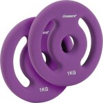 Scsports jeu de disques de poids en noprne - set de 2 x 1 kg, Ø 31 mm, en fonte, violet - plaques ...