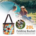 Seau pliant de camping de plein air de 20l, seau de lavage de lgumes, de vaisselle, de pche autonome, ...