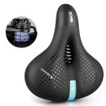 Selle de v�lo large et r�fl�chissante unisexe pour hommes et femmes, coussin de m�moire, absorbe les ...
