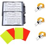 Sept - 2 set cartes d'arbitre de football, 3 mtal sifflet arbitre, kit d'arbitrage football avec cartons ...