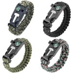 Sept - lot de 4 bracelets de survie 5 - en - 1 avec pierre a feu, sifflet, boussole, grattoir, paracorde, ... Sept - lot de 4 bracelets de survie 5 - en - 1 avec pierre a feu, sifflet, boussole, grattoir, paracorde, ...