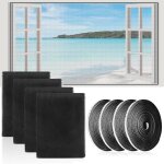 Sept - lot de 4 moustiquaires pour fenêtre 150x200cm, toile auto - collante anti moustique avec bande ... Sept - lot de 4 moustiquaires pour fenêtre 150x200cm, toile auto - collante anti moustique avec bande ...