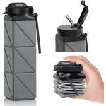 Sept - bouteilles d'eau pliables en silicone sans bpa avec sangle de paille - 600 ml - couvercle anti ...