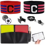 Sept - lot de cartes d'arbitre de football avec carte rouge jaune en pvc, sac, carnet de points, sifflet ...