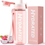 Sept - gourde 750ml, tritan gourde sport motivation sans bpa, transparente avec gradue, anti fuite, ...