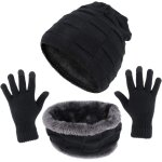 Sept - hiver tricotés ensemble bonnet echarpe gants d'écran tactile 3 en 1, doublure molleton doux ski ... Sept - hiver tricotés ensemble bonnet echarpe gants d'écran tactile 3 en 1, doublure molleton doux ski ...