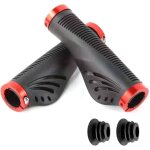 Sept - poigne ergonomique rouge avec embouts - guidon velo elargi pour confort et rduction de pression ...