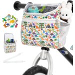 Sept - sac de guidon pour enfant avec bandoulire - motif dinosaure - panier de vlo pour enfants - avant ...