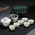 Service a th kung fu de voyage chinois, tasse a th portable en cramique blanche, service en porcelaine, ...
