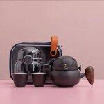 Service a th de voyage en cramique, chat chanceux, tasse instantane, thire portable, service a th ...