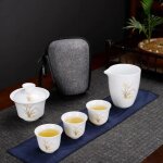 Service a thé de voyage en céramique kung fu, tasse a thé, théière avec sac, tasses de normalisation, ... Service a thé de voyage en céramique kung fu, tasse a thé, théière avec sac, tasses de normalisation, ...